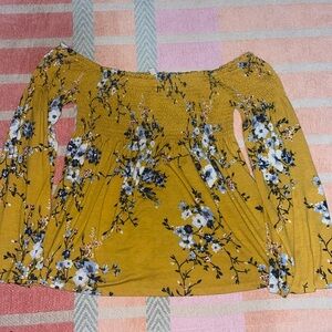 Small floral off the shoulder long sleeve shirt